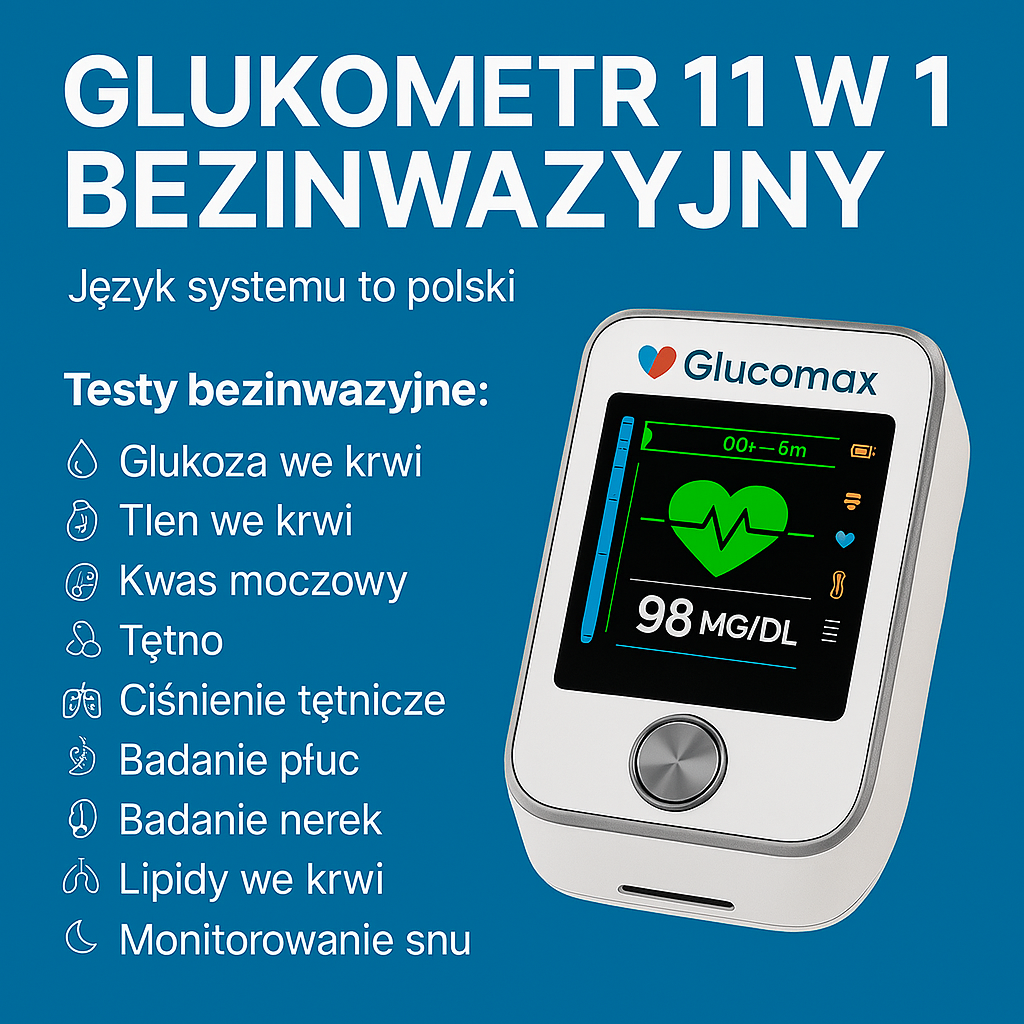 GlucoMax – Monitoruje poziom glukozy bez igieł – Płacisz za 1, dostajesz 2 + Prezent!